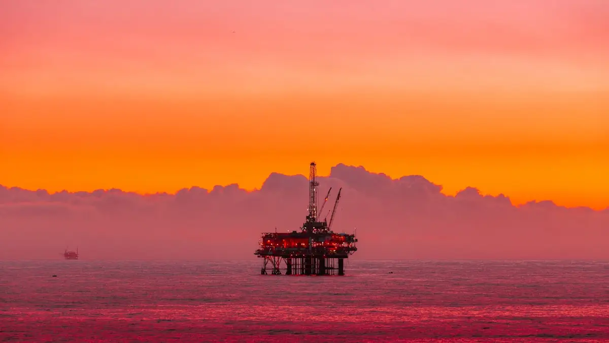Offshore energy operations at sunset